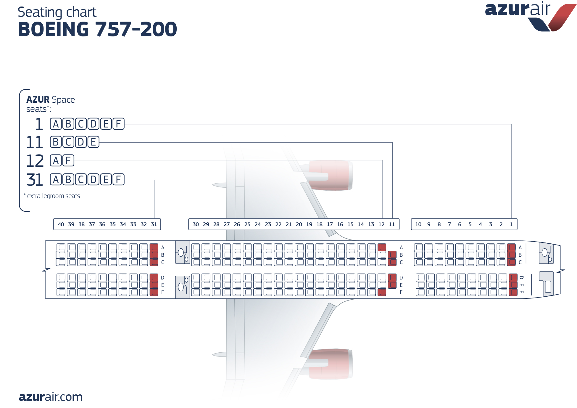 Boeing 757 200 Seating Chart - Seat Map Boeing 757 200 American A...