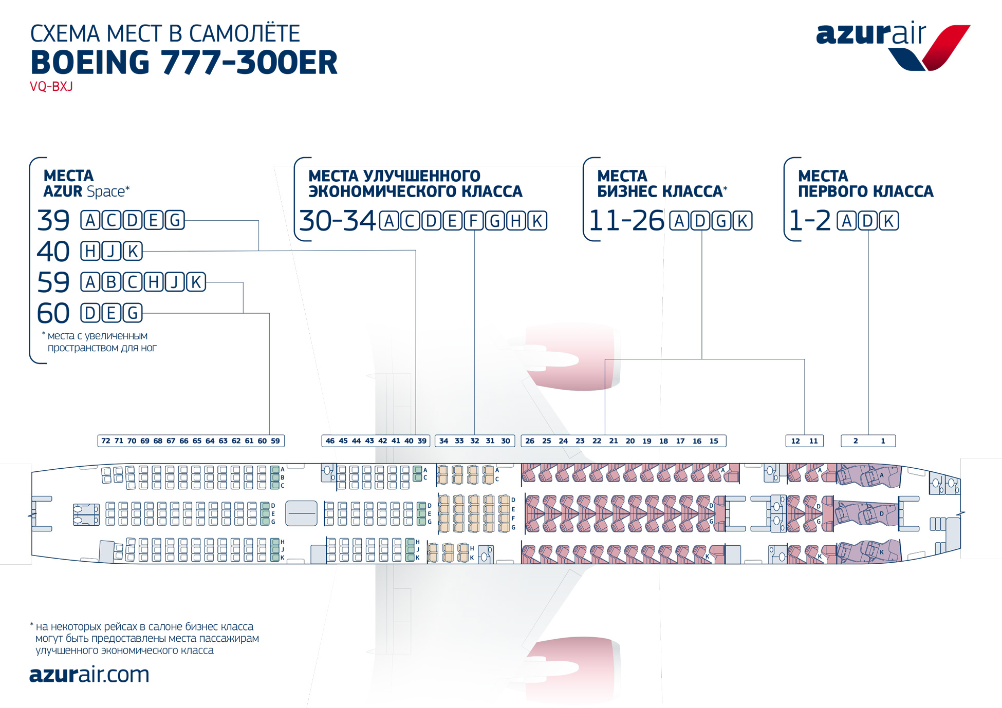 Схема мест Боинг 777-300 Аэрофлот